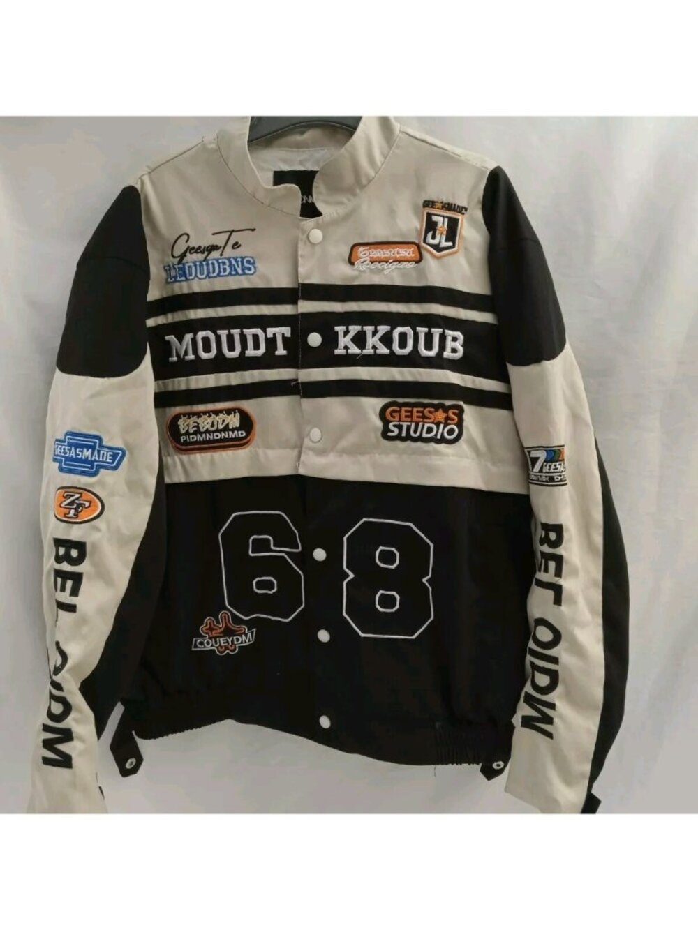 Fashion Nova Moudt Kkoub Racing Team Jacket Sz M 2 In 1 Patch Bikercore Moto